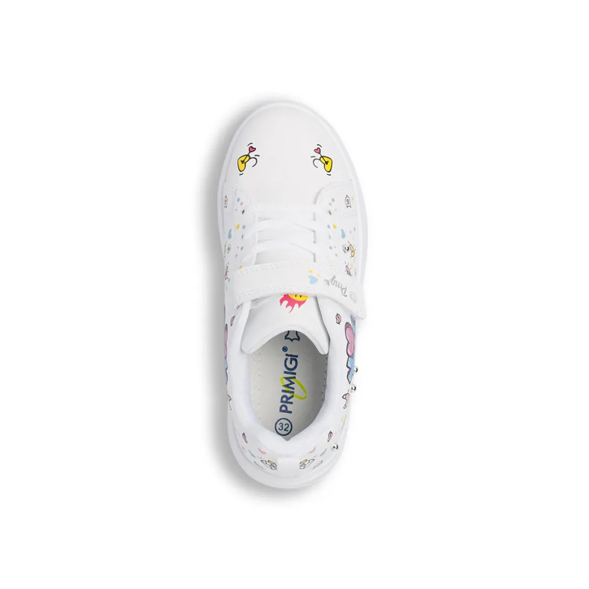 Sneakers bianche Bambina con stampe cuore graffiti e borchie Primigi