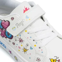 Sneakers bianche Bambina con stampe cuore graffiti e borchie Primigi