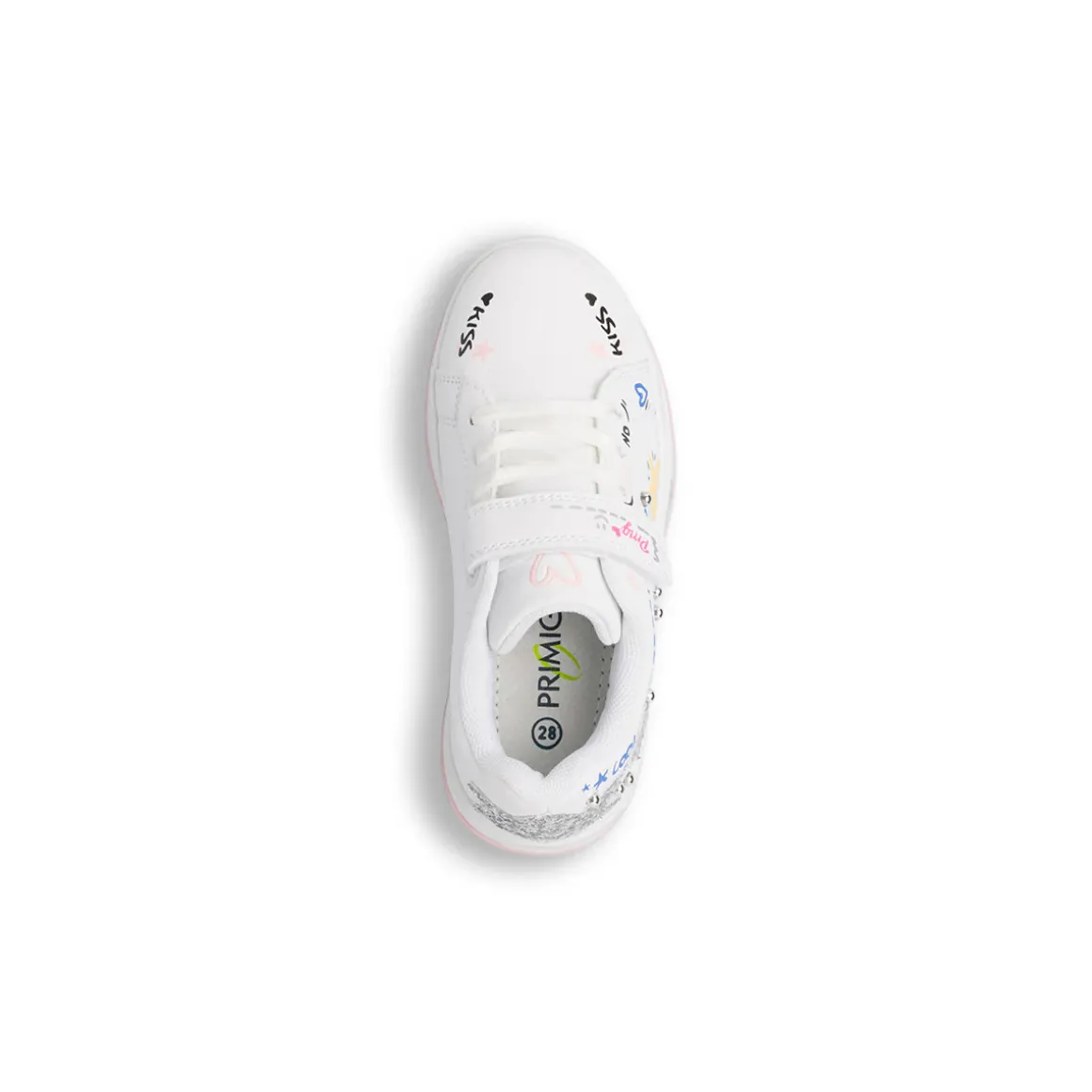 Sneakers bianche da Bambina con stampe multicolore glitter Primigi