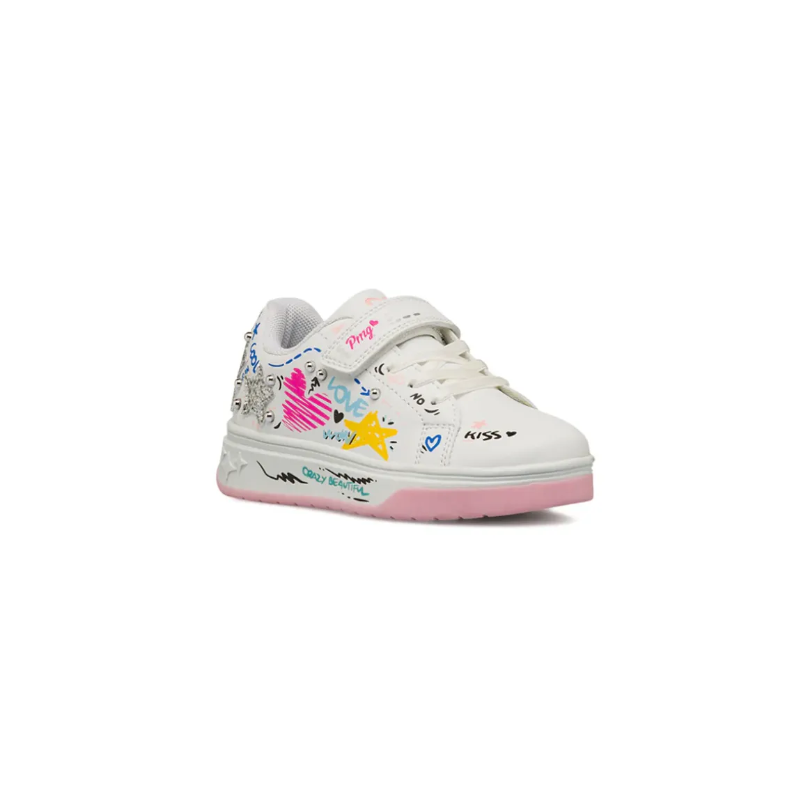 Sneakers bianche da Bambina con stampe multicolore glitter Primigi