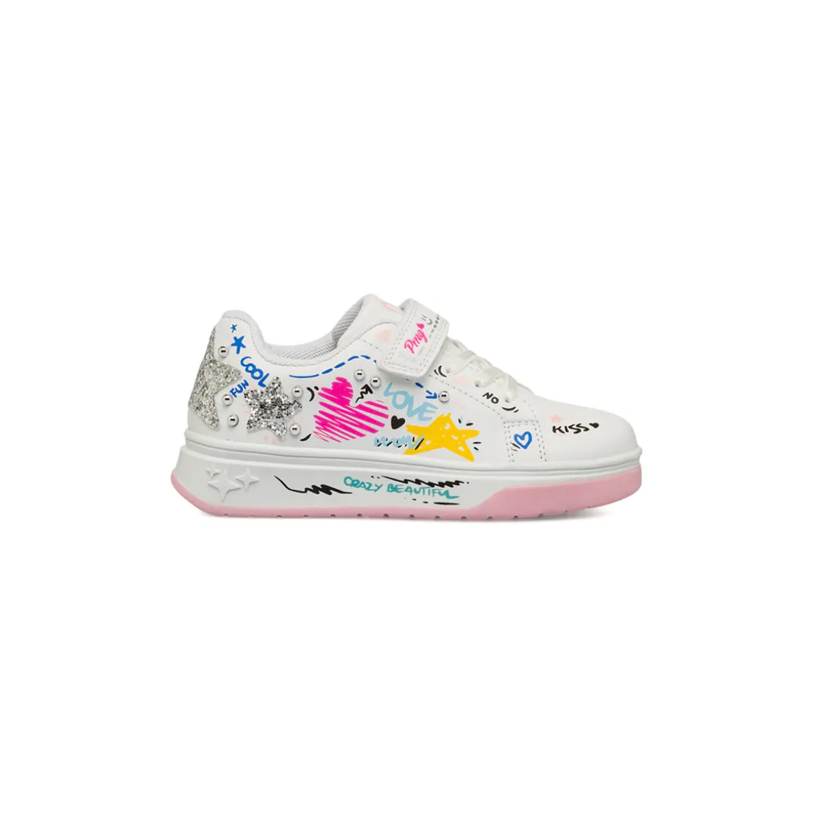 Sneakers bianche da Bambina con stampe multicolore glitter Primigi