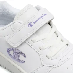 Sneakers bianche da Bambina con strass lilla e strappo Champion