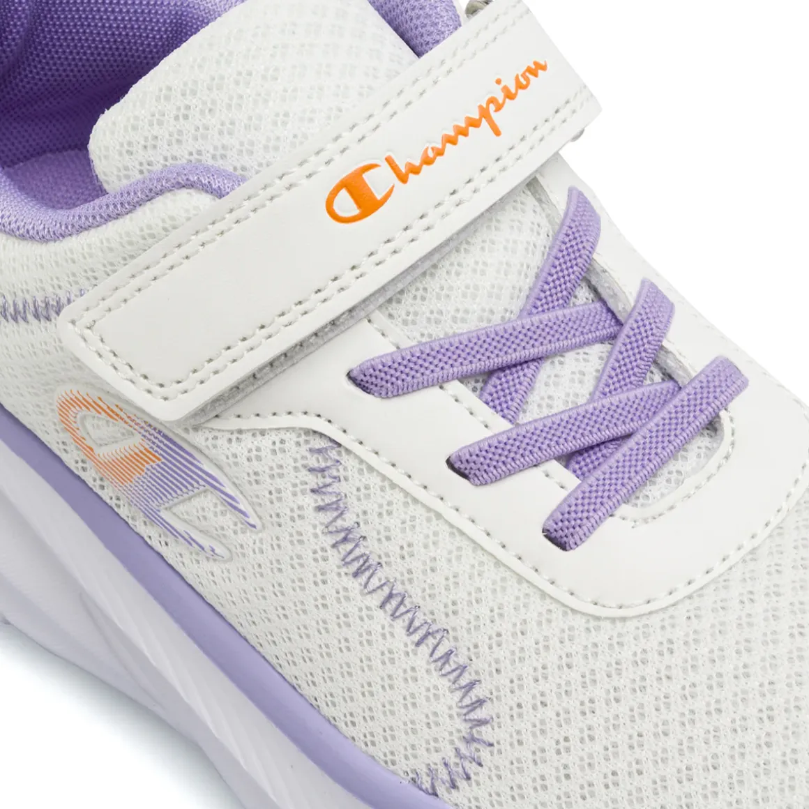Sneakers bianche da Bambina con strappo e dettagli lilla Champion