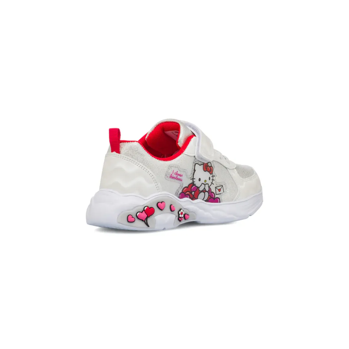 Sneakers bianche da bambina con glitter e luci Hello Kitty