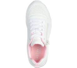 Sneakers bianche da bambina con soletta Memory Foam Skechers Uno Lite - Easy Zip