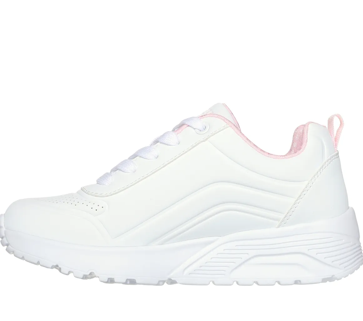 Sneakers bianche da bambina con soletta Memory Foam Skechers Uno Lite - Easy Zip