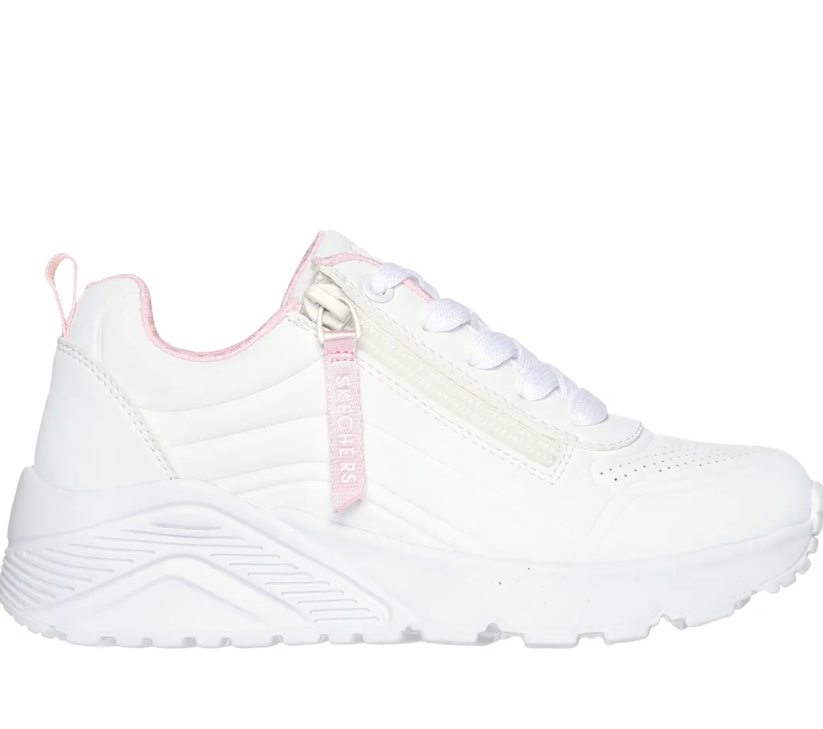 Sneakers bianche da bambina con soletta Memory Foam Skechers Uno Lite - Easy Zip