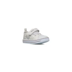 Sneakers bianche da bambina con paillettes argento Le scarpe di Alice