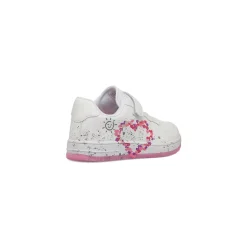 Sneakers bianche da Bambina con cuoricini e strappo Dieci Baci