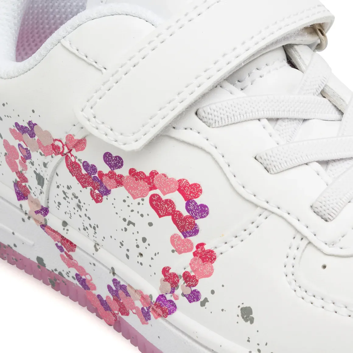 Sneakers bianche da Bambina con cuoricini e strappo Dieci Baci