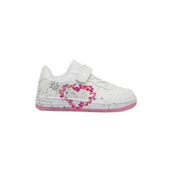Sneakers bianche da Bambina con cuoricini e strappo Dieci Baci
