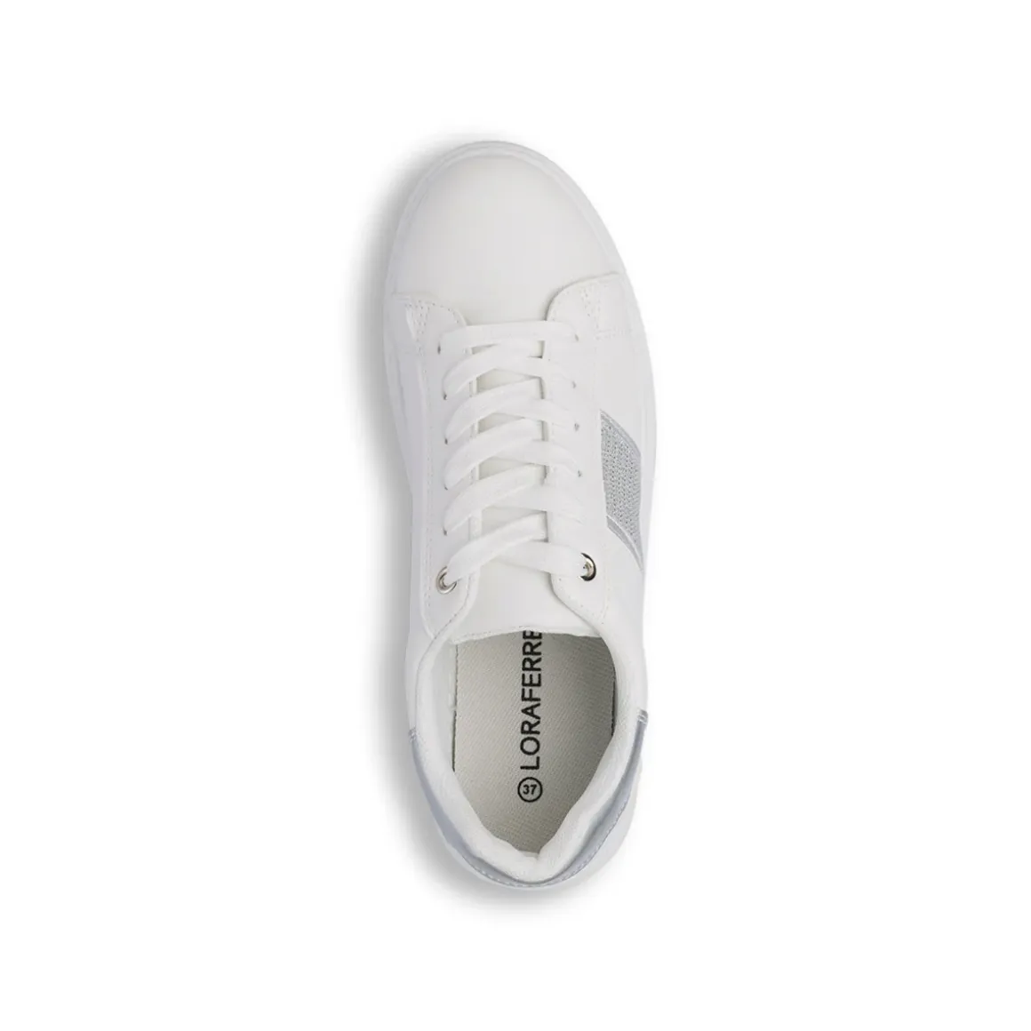 Sneakers bianche da Donna con inserto argento e glitter Lora Ferres