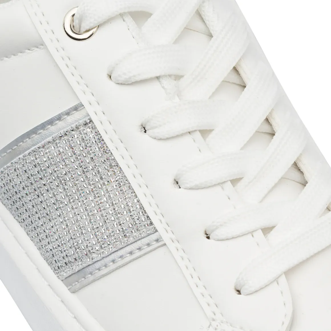 Sneakers bianche da Donna con inserto argento e glitter Lora Ferres