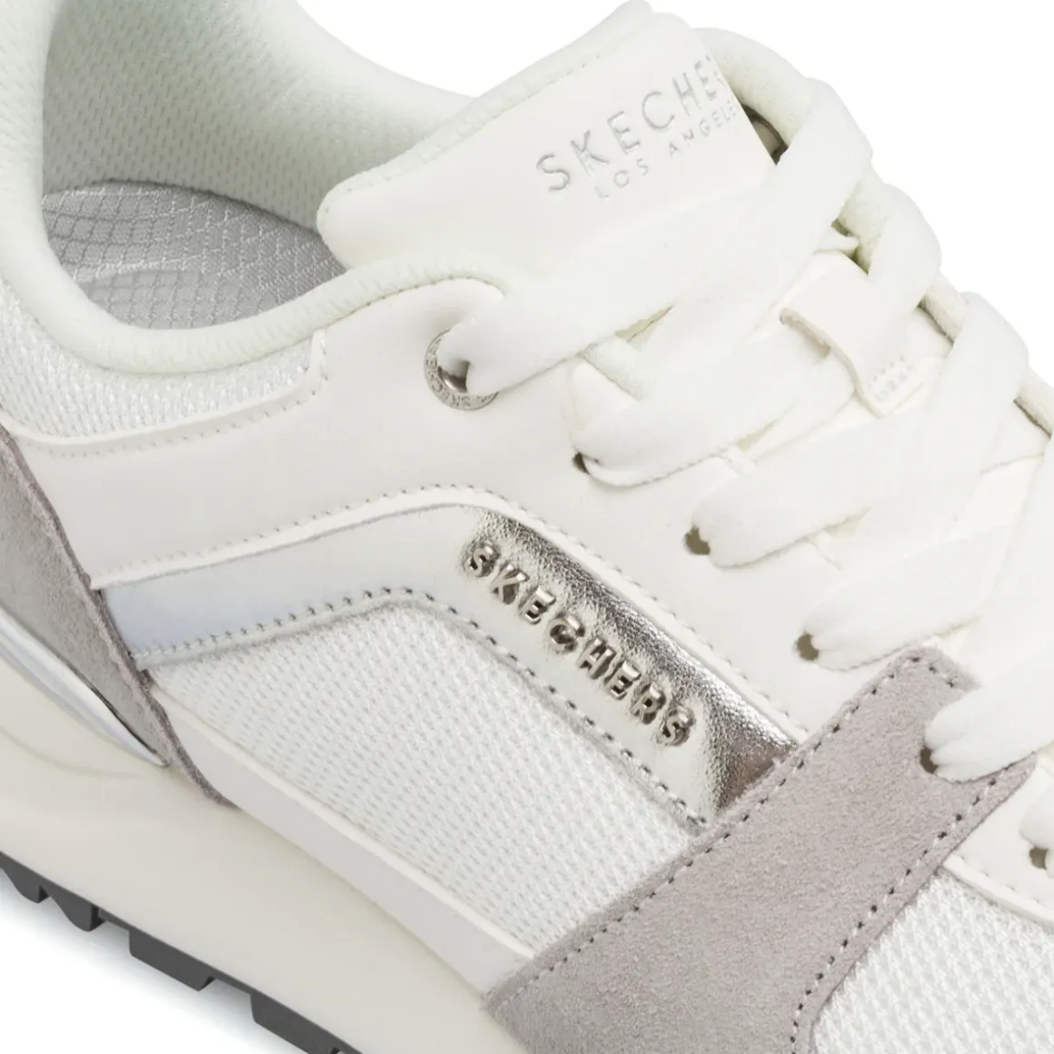 Sneakers bianche da Donna con inserti grigi Skechers Fashion Fit 2.0