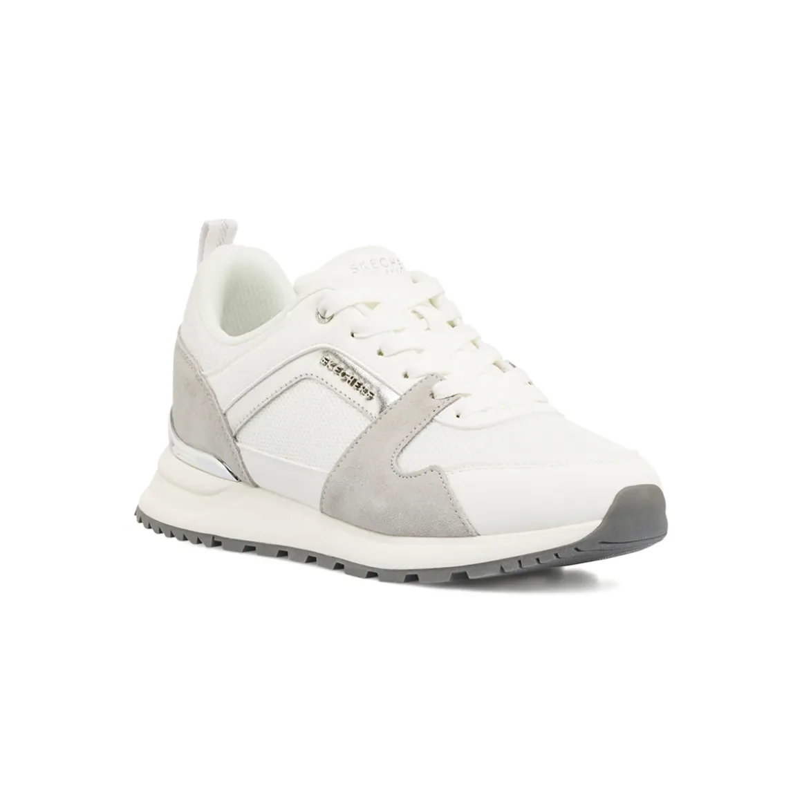 Sneakers bianche da Donna con inserti grigi Skechers Fashion Fit 2.0