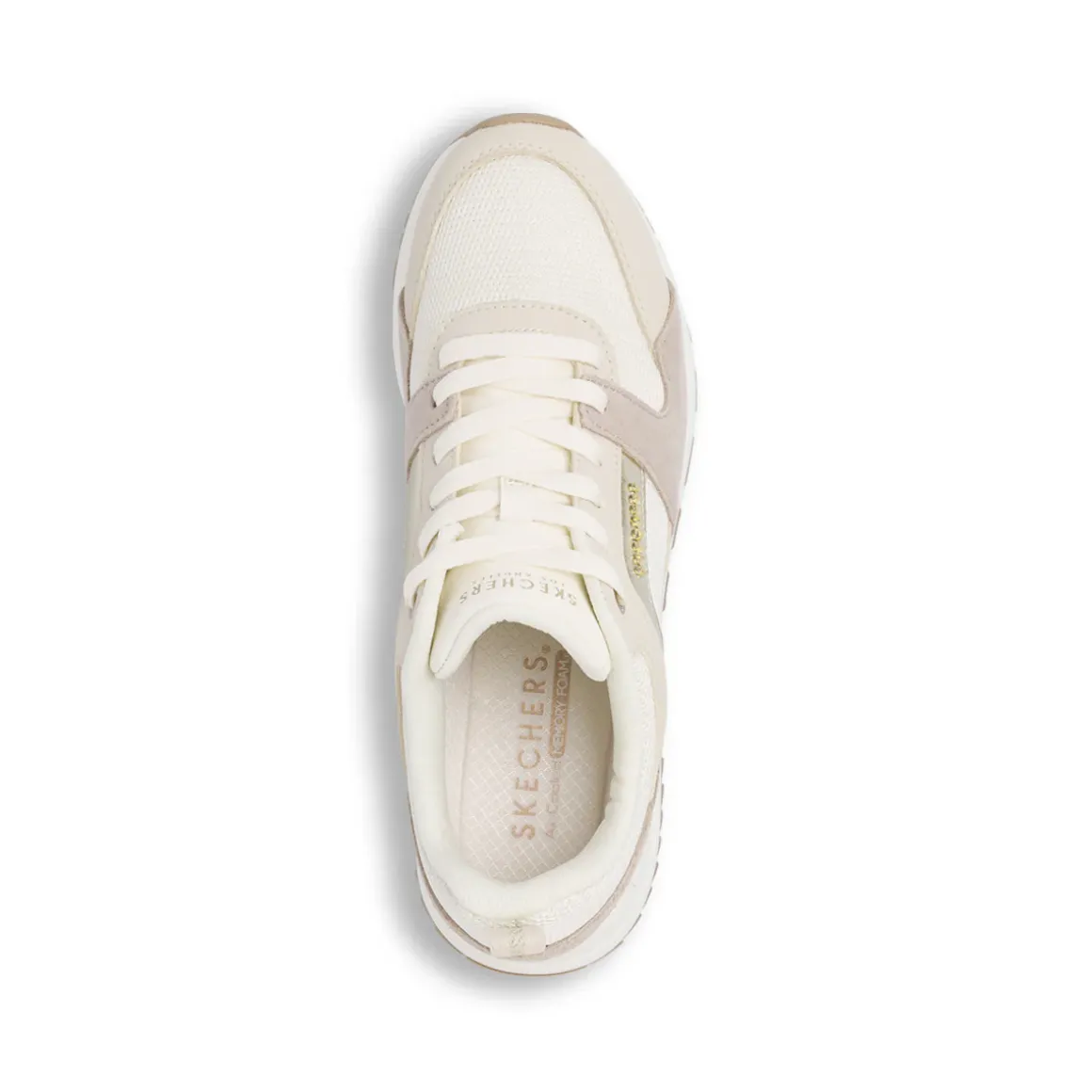 Sneakers bianche da Donna con inserti taupe Skechers Fashion Fit 2.0