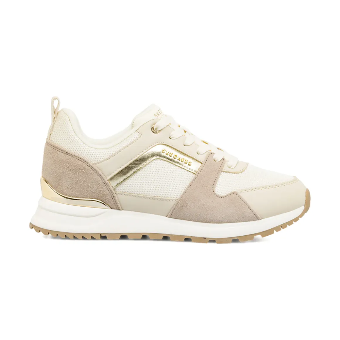 Sneakers bianche da Donna con inserti taupe Skechers Fashion Fit 2.0