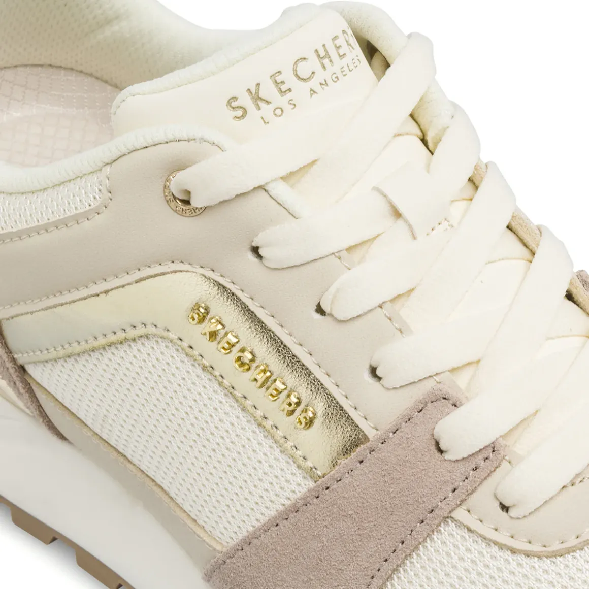 Sneakers bianche da Donna con inserti taupe Skechers Fashion Fit 2.0
