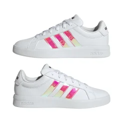Sneakers bianche da Donna con strisce iridescenti adidas GRAND COURT