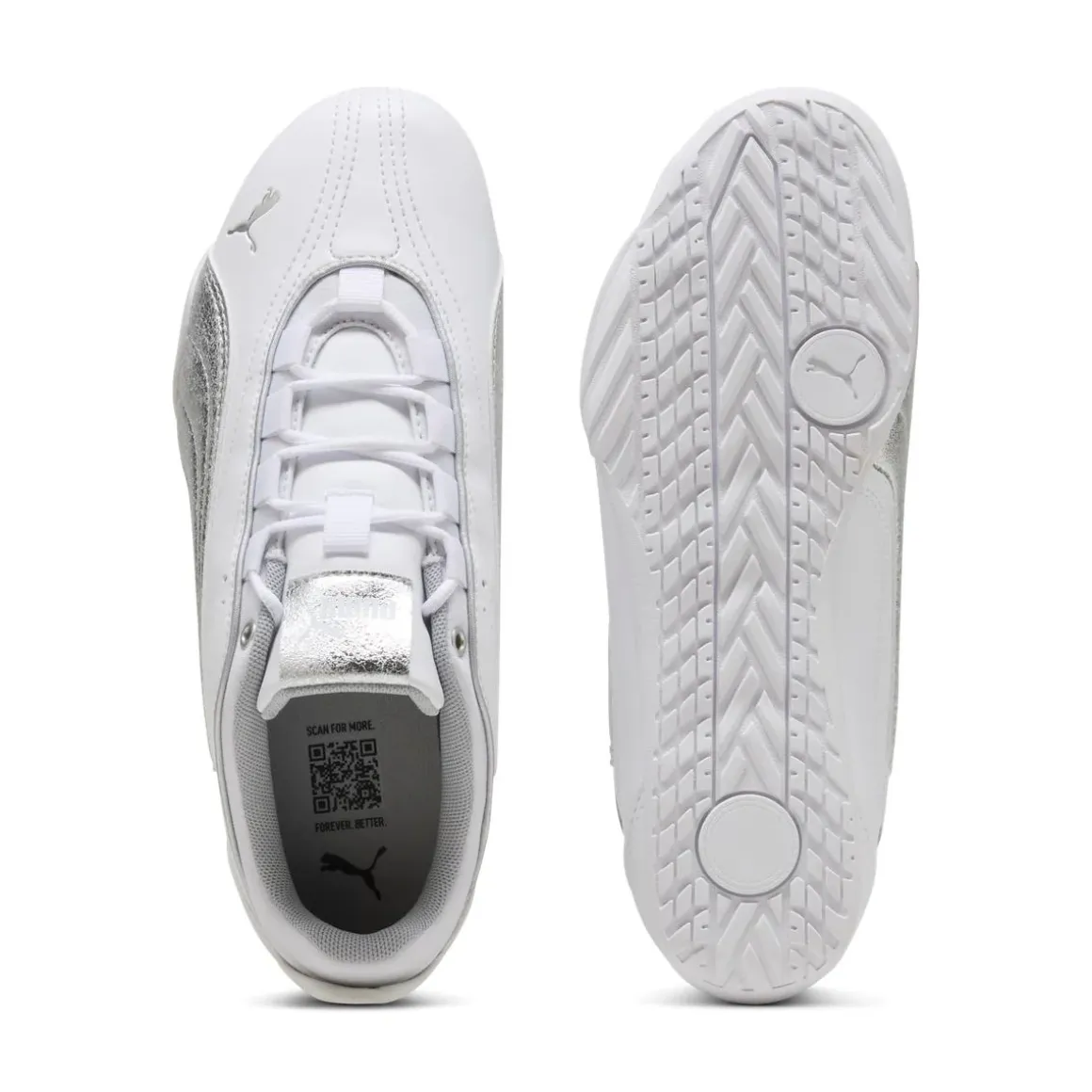Sneakers bianche da Donna con dettagli argento laminato Puma