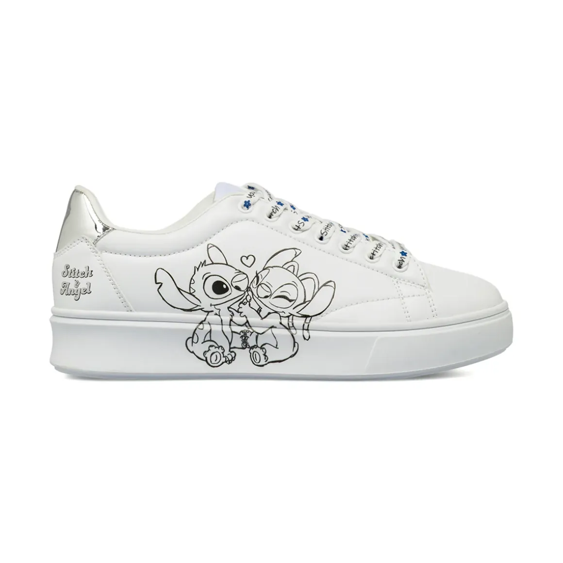 Sneakers bianche da Donna con stampa e dettagli silver Stitch & Angel