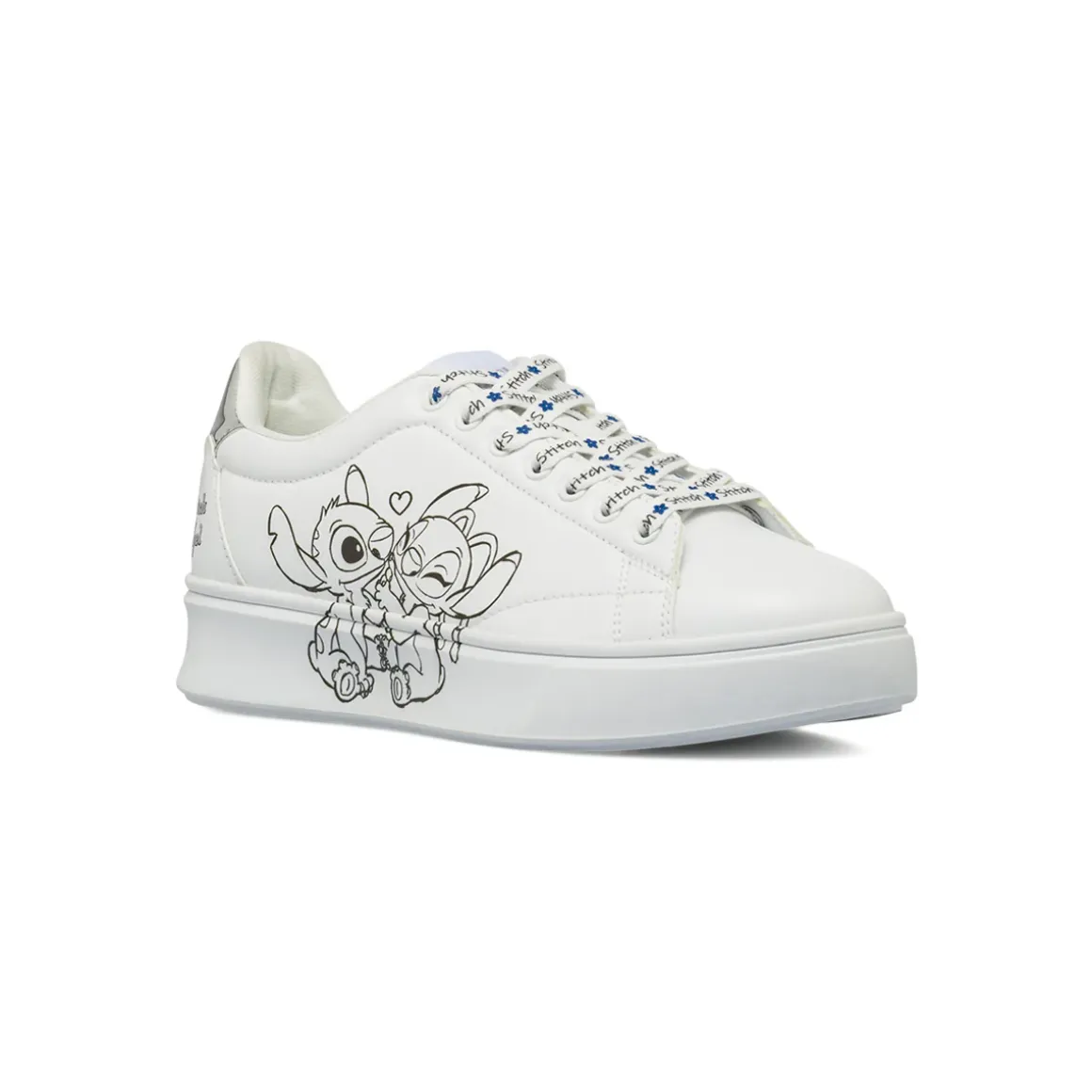Sneakers bianche da Donna con stampa e dettagli silver Stitch & Angel