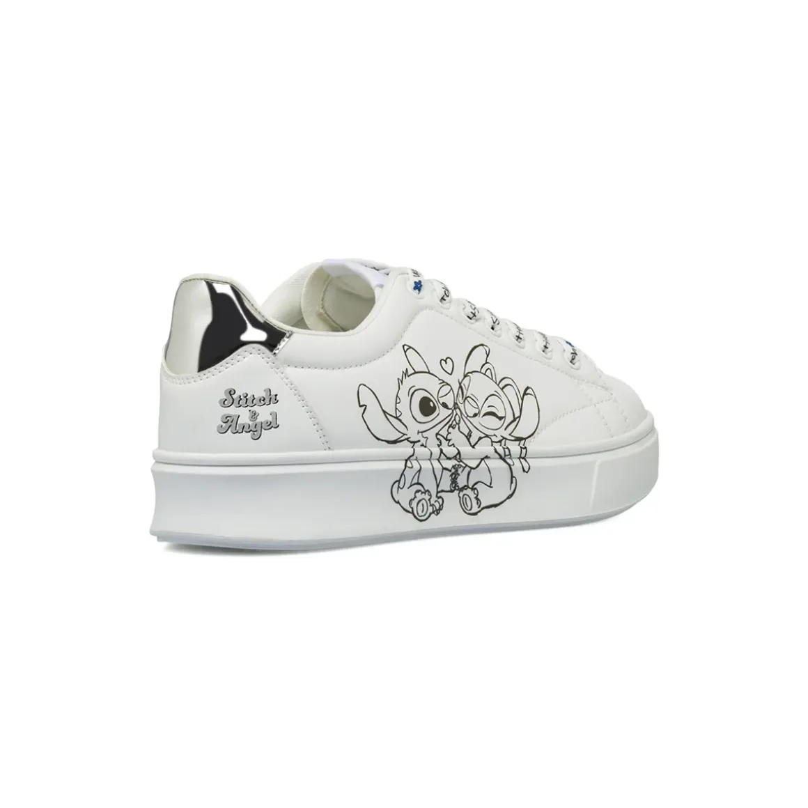 Sneakers bianche da Donna con stampa e dettagli silver Stitch & Angel