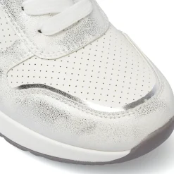 Sneakers bianche da Donna con inserti argento e zeppa Lora Ferres