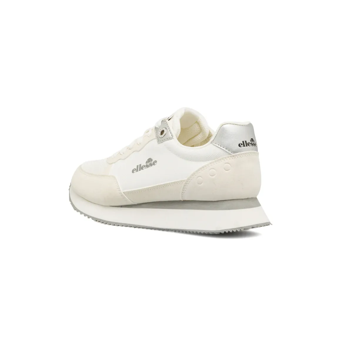 Sneakers bianche da Donna effetto scamosciato e inserti argento Ellesse