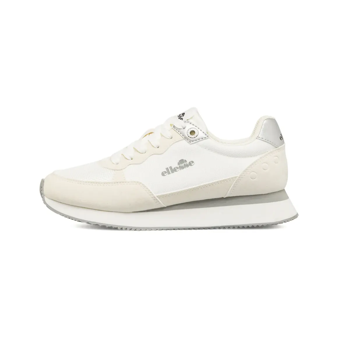 Sneakers bianche da Donna effetto scamosciato e inserti argento Ellesse
