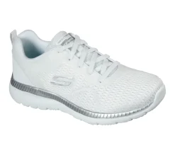 Sneakers bianche da donna in tessuto mesh Skechers Bountiful - Quick Path