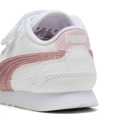 Sneakers bianche da primi passi Bambina con dettagli rosa glitter Puma