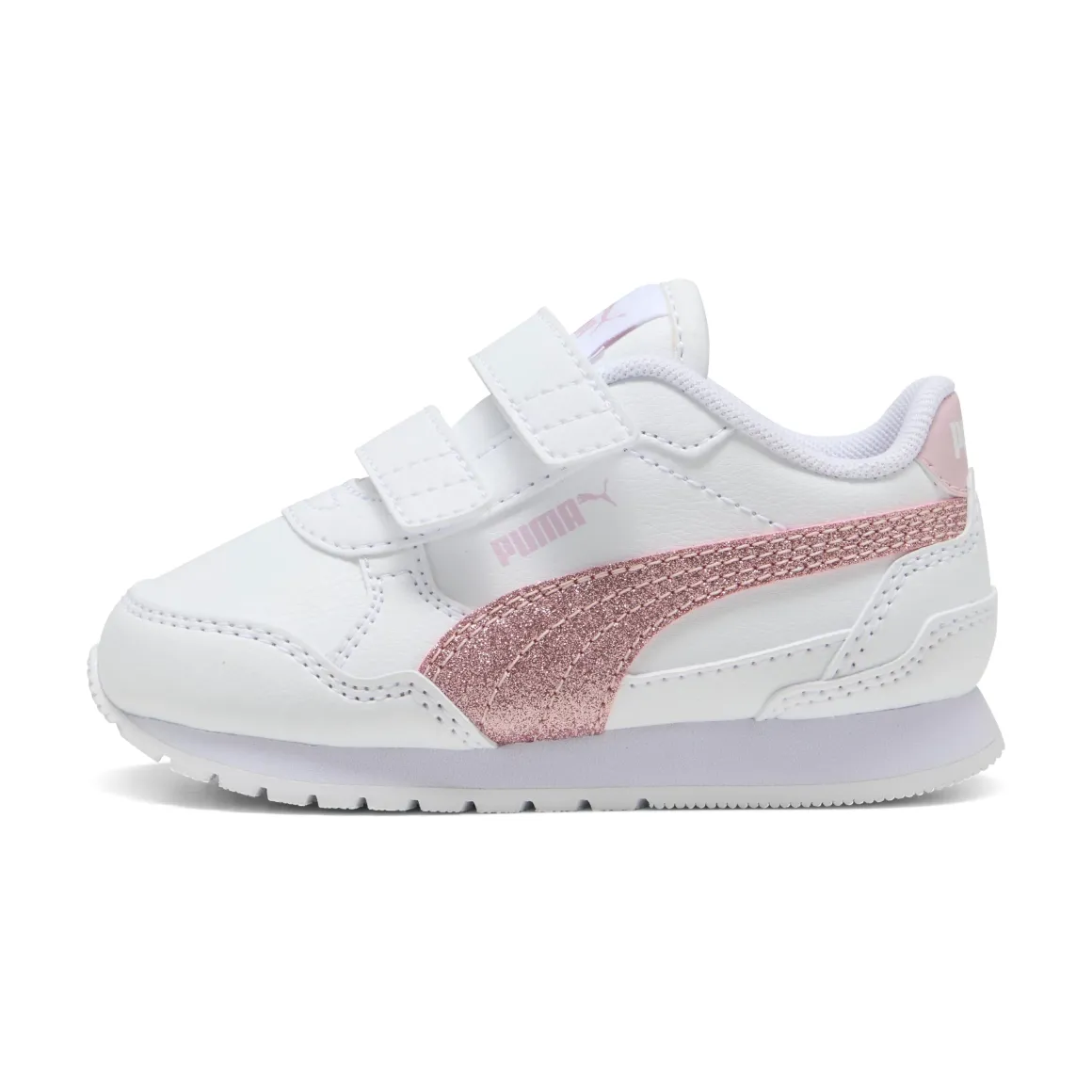 Sneakers bianche da primi passi Bambina con dettagli rosa glitter Puma