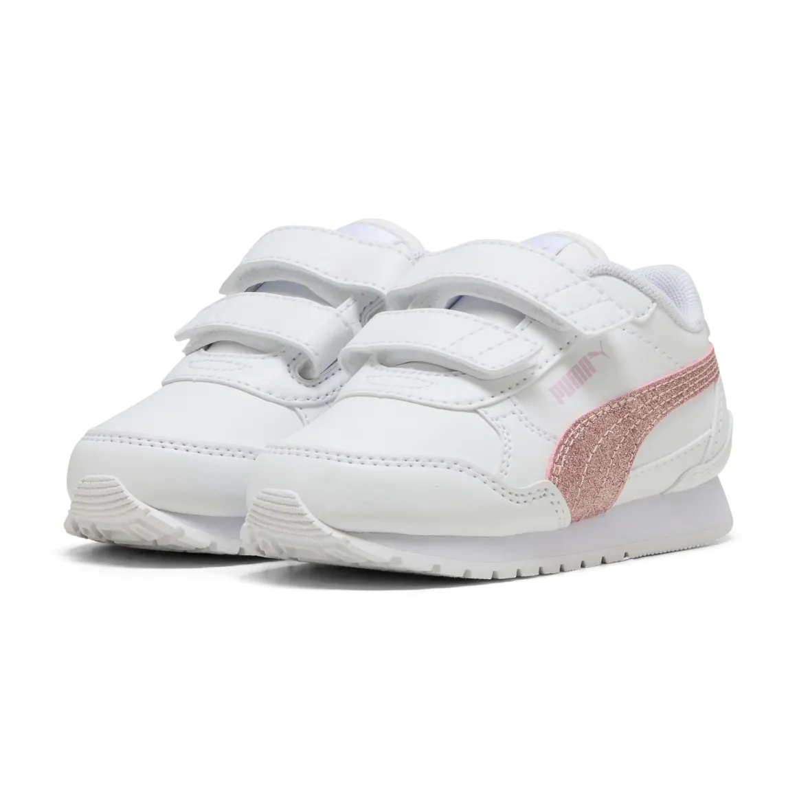 Sneakers bianche da primi passi Bambina con dettagli rosa glitter Puma
