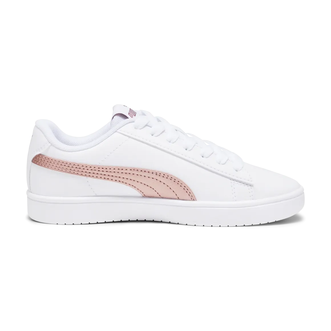 Sneakers bianche da ragazza con decorazioni oro rosa Puma Rickie Classic Jr