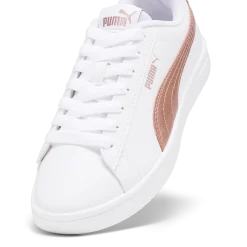 Sneakers bianche da ragazza con decorazioni oro rosa Puma Rickie Classic Jr