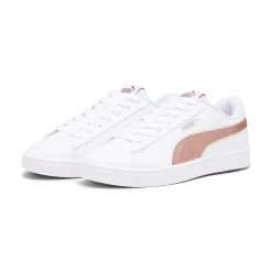 Sneakers bianche da ragazza con decorazioni oro rosa Puma Rickie Classic Jr