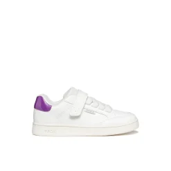 Sneakers bianche da Ragazza con suola traspirante e inserto viola Geox