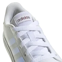 Sneakers bianche da ragazza con strisce iridescenti adidas Grand Court 2.0 K