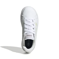 Sneakers bianche da ragazza con strisce iridescenti adidas Grand Court 2.0 K