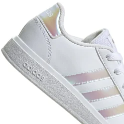 Sneakers bianche da ragazza con strisce iridescenti adidas Grand Court 2.0 K