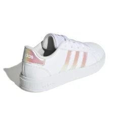 Sneakers bianche da ragazza con strisce iridescenti adidas Grand Court 2.0 K