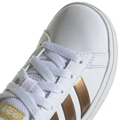 Sneakers bianche da ragazza con strisce oro adidas Grand Court 2.0 K