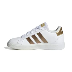 Sneakers bianche da ragazza con strisce oro adidas Grand Court 2.0 K