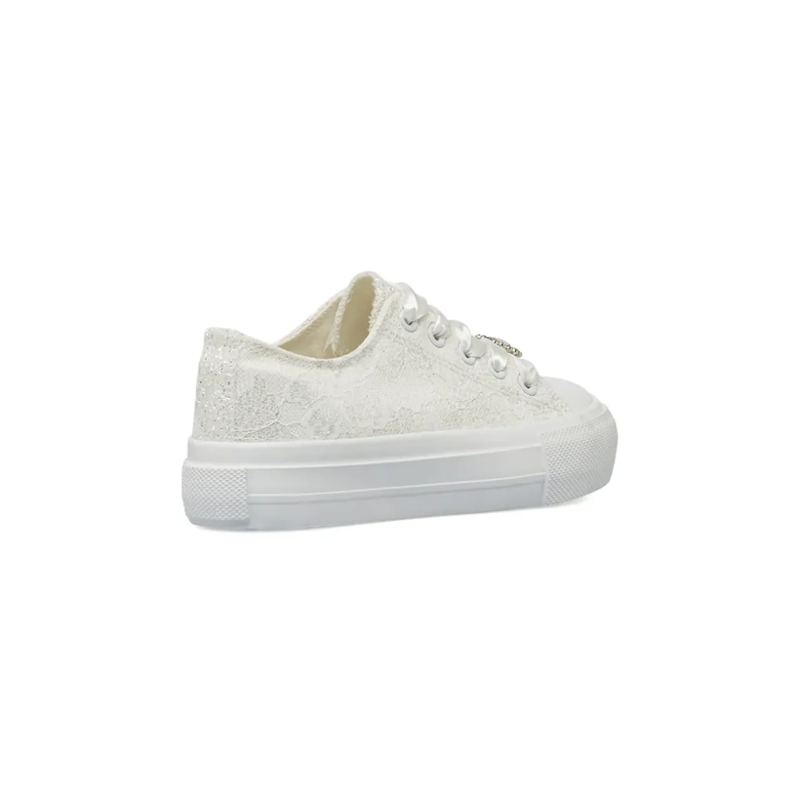 Sneakers bianche da Ragazza in pizzo con lacci in raso e strass Dieci Baci