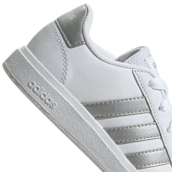Sneakers bianche da ragazzo con strisce argento adidas Grand Court 2.0 K