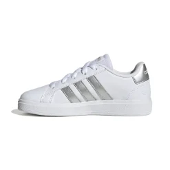 Sneakers bianche da ragazzo con strisce argento adidas Grand Court 2.0 K