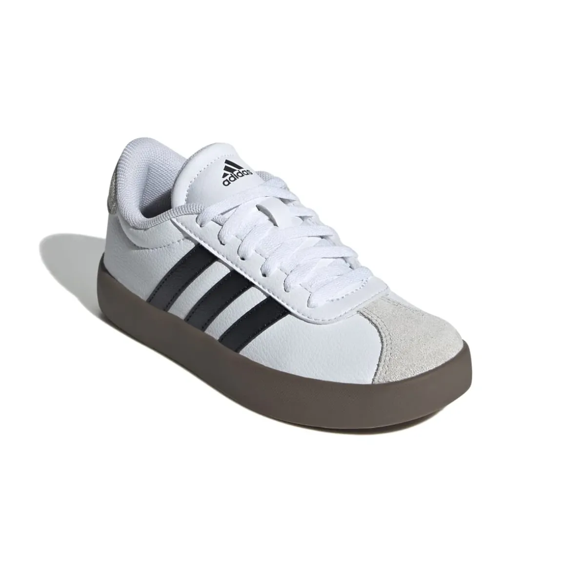Sneakers bianche da ragazzo con strisce nere adidas VL Court 3.0 K