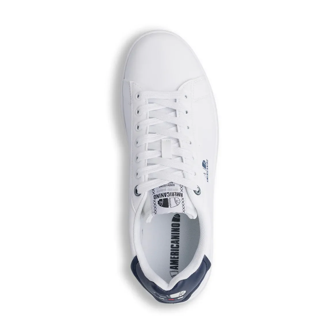 Sneakers bianche da Uomo con dettaglio blu e logo Americanino