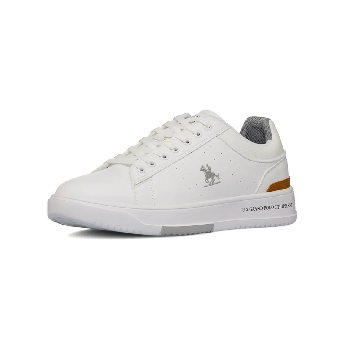 Sneakers bianche da Uomo con dettaglio marrone e logo U.S. Grand Polo